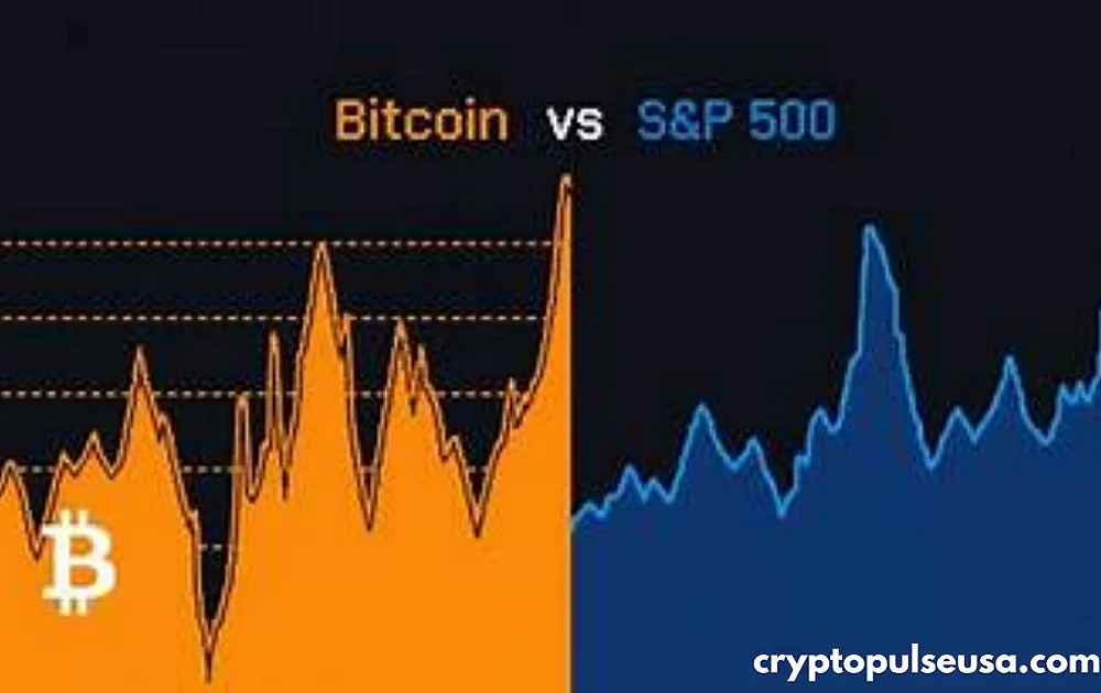 Bitcoin vs S&P 500 comparison chart showing cryptocurrency and stock market performance